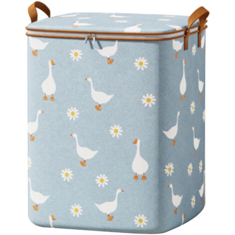 Boîtes de rangement de 180 L avec poignée renforcée et fermeture éclair robuste, idéales pour ranger couvertures, couettes, oreillers et linge de lit - Bleu (1/4)