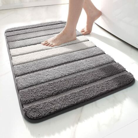Rose-Tapis de Bain Antiderapant Extra Doux Tapis Salle Bain Lavable en Machine Absorbant l'eau 40 x 60 cm Gris (1/4)