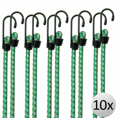 10x Tendeurs élastiques bagage, 61 cm x 8 mm Ø, fixation bâche et meubles de jardin, camping et extérieur (1/4)