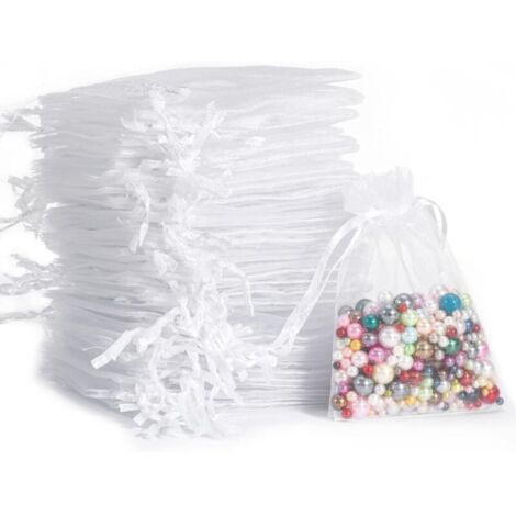 Lot de 50 sachets en organza blanc 7 x 9 cm pochette cadeau en organza pochette à bijoux de mariage de lavande faveur de mariage