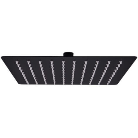 Pomme de Douche Pluie Pulvérisateur Pommeau de Douche Tête de Douchette Accessoire de Salle de Bain Acier Inoxydable 20x20 cm Carrée Noir
