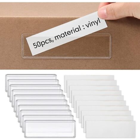 10 pièces porte-étiquettes autocollantes en plastique transparent pour bibliothèque, boîte aux lettres, bibliothèque d'entreprise, bibliothèque,porte etiquette,etiquette boite aux lettres