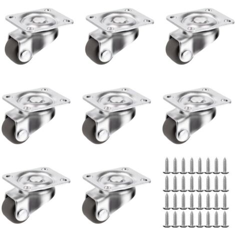 8 Pièces Roulettes pour Meubles, Roulette Meuble, Roulettes Pivotantes à 360 Degrés Meuble, Roue de Meuble Exterieur Silencieuses de Caoutchouc con 32 Vis (1/4)