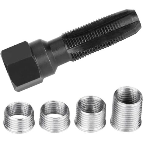 Kit de Réparation de Filetage de Bougie d'allumage m14x1.25, Réparation Filetage m14 avec 4 Accessoires Taraud,Réparation Filetage Bougies de Préchauffage