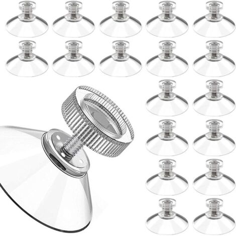 Lot de 20 ventouses de 30 mm avec filetage M5 (longueur 7 mm) avec écrous moletés transparents, ventouses pour verre, fenêtre, salle de bain, fixation sans perçage
