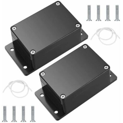 Boîtier de Câblage,2 Pièces Boite de Derivation,Boîte de Connexion de Câblage avec Oreille Fixe,Boitier Plastique Electronique Extérieur,pour Bricolage Électronique,100 x 68 x 50 mm,Noir (1/4)