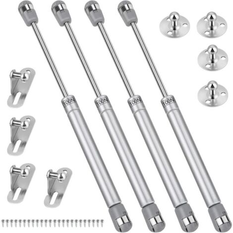 Lot de 4 Vérin à Gaz, 100N / 10kg Verin Meuble Ressort Amortisseurs à Gaz avec Vis, Verin Hydraulique Levage de Porte Armoire Cuisine Placard Penderie à Chambre, Charniè (1/4)
