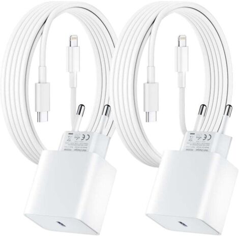 LaBlanc - Lot de 2 pour Chargeur Rapide iPhone, 20W PD USB-C Prise Secteur avec 2m Câble USB C vers Lightning pour iPhone 14/14 pro/13/13 Pro/13 Pro Max/13 Min (1/5)