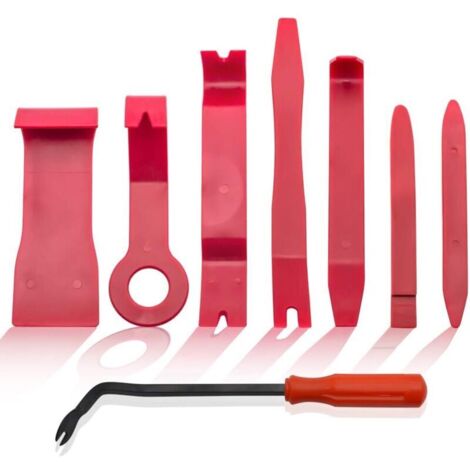 8 Pièces Outils pour Garnitures, Outil Démontage Garniture Installation Kit Outils pour Panneau/Autoradio/Accessoires/Porte/Tableau de Bord de Voiture, Installateur Pry Outil (1/4)