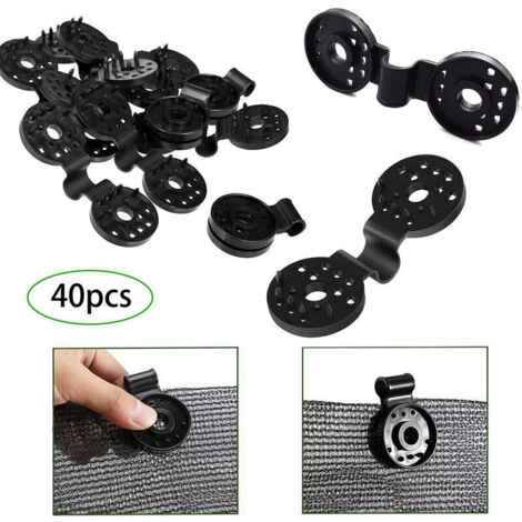 40 Pièces Clips pour Bache, Clip Spécial avec Œillet, Fixation Traités Anti-UV pour Brise Vue, pour Toile Clôture, Filet D'ombrage, Tissu Coupe-Vent (1/4)