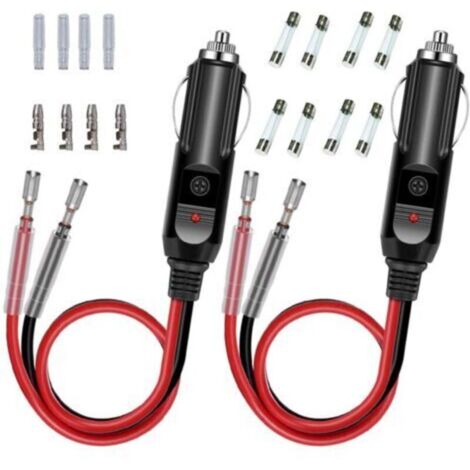 2 Pcs Adaptateur Mâle pour Allume-Cigare avec Câble d'alimentation 16 AWG 12V/24V Universel, pour onduleur de Voiture, Pompe à air, Tasse électrique (1/4)