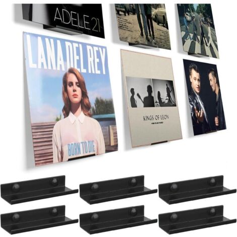 Support pour Vinyles, Support Disques Vinyle Étagère en Acrylique Pour Disques Flottante Murale 6 PCS Support de Vinyle en Acrylique Noir Étagère Murale Pour Albums (1/4)