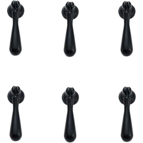 Poignée Bouton 6 Pièces Poignée De Garde-Robe En Alliage De Zinc Monotrou Pendentif Poignée Armoire Porte Armoire Tiroir Bouton Goutte D'Eau Noir 70 x 18mm (1/3)