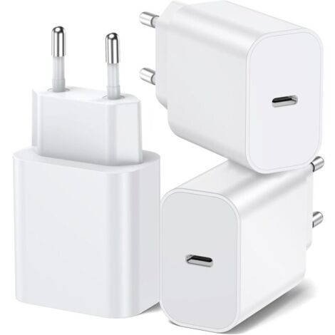 20W Chargeur USB C, Bloc d'Alimentation Adaptateur Conçu pour A-pple, Prise USB C Rapide compatible avec i-Phone 17/16/15/14/13 Plus Pro Max Mini, Air-Pods i-Pad, Samsung Galaxy S25/24/23(3 Pack) (1/4)