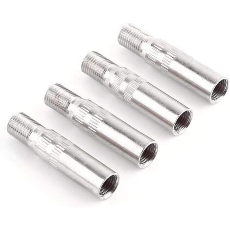 4 pcs Adaptateur extension capuchon de valve, valve à vis tige roue pneu prolongateur adaptateur voiture camion van caravane, argent
