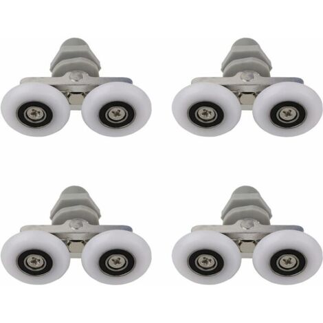 Lot de 4 roulettes pour porte de douche - Double roulement coulissant - Porte en verre (23 mm) (1/4)