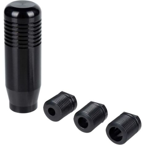 Pommeau de Levier de Vitesse Universel Levier de Vitesse Manuel Adaptateur de Levier de Vitesse de Voiture avec 3 adaptateurs 8mm 10mm 12mm pour Voitures en Alliage d'aluminium Cuir (Noir)