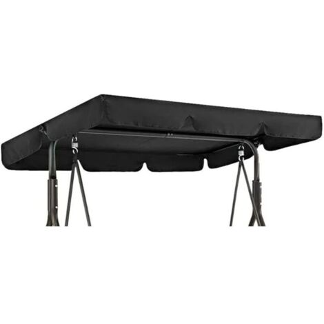 Auvent de rechange pour balancelle de jardin 3 places imperméable, coupe-vent, anti-UV, robuste et indéchirable (noir, 195 x 125 x 15 cm)