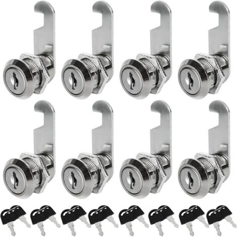 Lot de 8 serrures à came de 30 mm avec clés identiques pour sécuriser votre armoire de fichiers, tiroir, boîte aux lettres de camping-car, porte et boîte à outils (1/5)