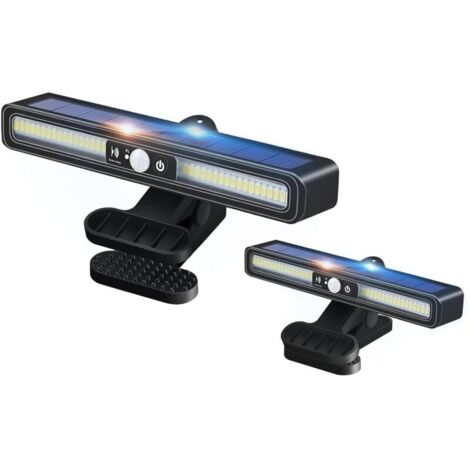 Lot de 2 Lampes Solaires Extérieur à Clipser avec Détecteur de Mouvement, 3 Modes d'éclairage Lampe Solaire Exterieur Étanche Projecteur Solaire Extérieur pour Jardin Clôture (Lumiere Chaude) (1/5)