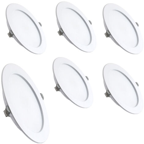 Lot de 6 spots Encastrable LED Ultra Plat, Plafonnier Rond Plat Encastrable, Jaune Chaud 3000K, Downlight LED IP44 pour Salle de Bain Salon