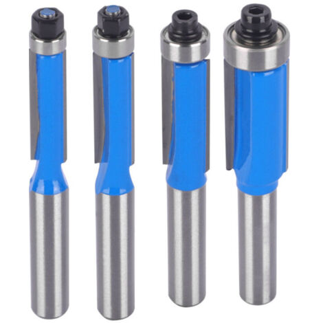 4Pcs Fraise à Copier 8 MM Outils de Fraisage de Menuiserie Bricolage de Coupe avec Roulement Supérieur, Queue Garniture Affleurante Routeur