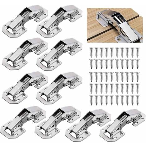 10 PCS Acier allié Charniere Porte Placard/ Cuisine, 3 Pouces 90°Charniere Meuble,Charnière Invisible, Faites Correspondre la vis, Convient aux Portes D'armoires de Bureau (1/5)