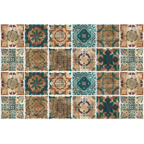 Carrelage Adhésif 20x20 Style Industriel Credence Adhesive pour Cuisine Brique,24 Pcs Stickers Muraux Salle de Bains Cuisine Carrelage Adhesif Mural avec Motifs de Carrelage Dalle Pvc Adhesive Murale (1/5)