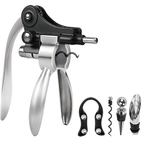 Tire Bouchon de Vin kit, Ouvre Bouteille de Vin, Avec Coupe-Capsule, Bouchon Bouteille Vin, Verseur de Vin, Bague à Vin, Vis de Rechange, Kit Decapsuleur, pour Hommes Femmes, Oenophile (1/5)