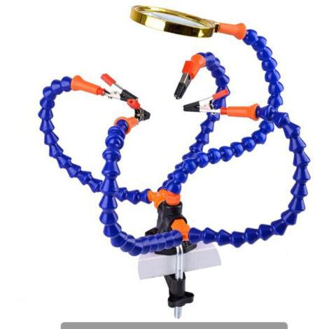 Support multifonction troisième main secourable, travaux d'électronique et de soudure (Pince à pincer de 5 cm, mains souples flexibles avec une loupe 3X) (1/5)