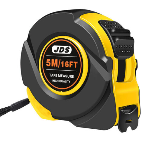5M/16FT Professional Tape Measure with Locking Mechanism - Dual Scale (Inch/cm), 25mm Wide Shockproof Blade, Movable Hook & Belt Clip for Construction, Heavy Duty, Carpentry, DIY, Black & Yellow (1/5)