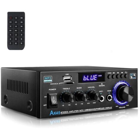 Amplificateur audio stéréo 600W 2 canaux – Bluetooth 5.0 – Entrées SD/USB – Radio FM – Compact pour home cinéma et voiture
