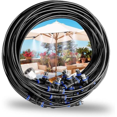 Brumisateur Extérieur, 15m Kits d'irrigation Système de Brumisation, Convient pour Les Événements Extérieurs,Les Jardins,Les Patios,Les Parasols,Les Toits,15m/49.2ft (1/5)