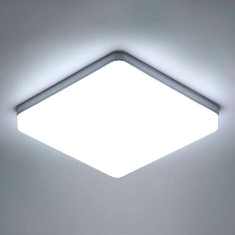 Plafonnier LED Carré 30W, Lampe de Plafond LED 4000LM, IP56 6500K Plafonnier LED, Luminaire Plafonnier Applicable à Salle De Bain, Salon, Cuisine, Chambre, Couloir, Balcon, Garage, 25 CM
