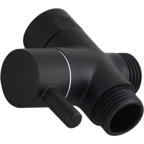 Vanne 3 Voies en Laiton Vanne d'Arret G 1/2 Robinet d'Arret pour Douchette Douche Salle de Bain, Noir, (1/5)