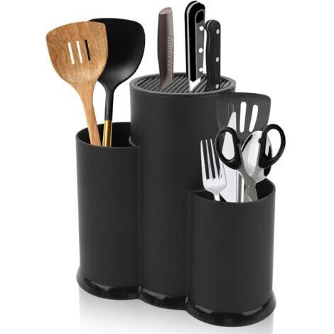 3 en 1 Blocs à Couteaux Vides Universel, Support à Couteaux De Cuisine, Rond Rangement Couteaux de Cuisine, Porte Couteaux Ustensiles, Support de Ustensiles De Cuisine, pour Gain Place Couteaux (1/5)