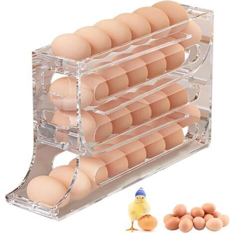 Distributeur Oeuf à 4 Étages pour 30 Oeufs - Rangement Oeuf Innovant pour Frigo, Capacité de Stockage Exceptionnelle et Efficacité Maximale de l'Espace, Dur et Facile à Nettoyer, Panier