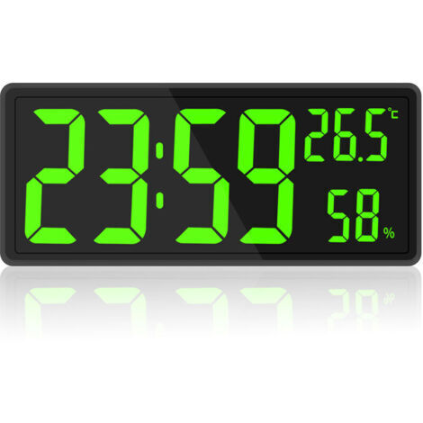 Lablanc – Horloge numérique grand écran avec température et humidité – Affichage LED clair – Alimentation par câble USB – Luminosité réglable