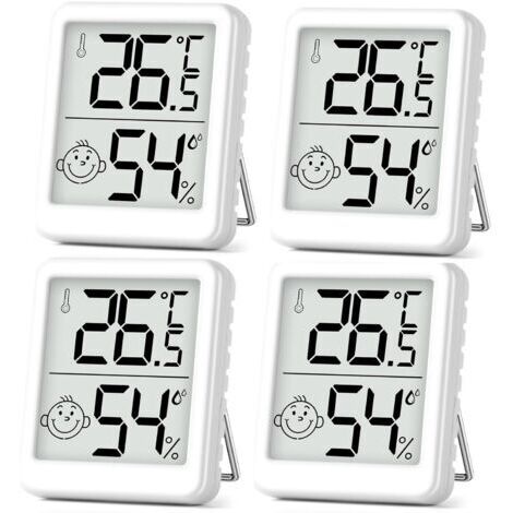 LABLANC - Humidity Metter Thermomètre en intérieur 4 pièces Mini Mini LCD Thermomètre Hygromètre avec indicateur Smiley Gauge pour bébé chambre senior Room Study Wine Cellar, etc. (1/5)