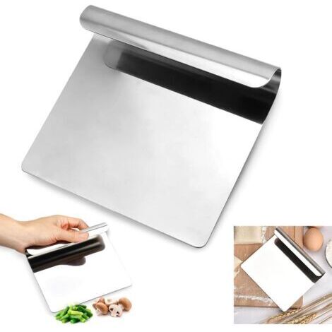 Grattoir de Cuisine à Légumes en Acier Inoxydable Grattoir à Pâte, Spatule, Grattoir, Spatule de Cuisine pour Une Coupe Facile, Résistant à la Corrosion, de Taille 14x12cm, Poli à la Main (1/5)