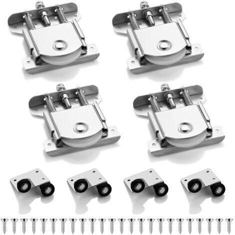 4 Paires Roulette Porte Coulissante Placard Roulette Placard Coulissant Roulettes Coulissant Armoire Roues de Garde-robe Coulissantes Meubles Roues Coulissante