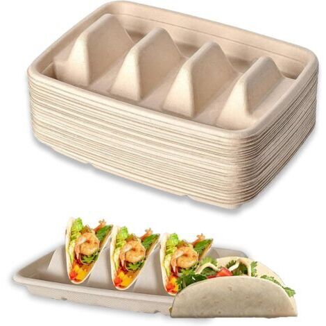 25 pièces Supports à Tacos Jetables, Support pour Tacos pour Les Mardis, Plateau Porte Tacos Supports à Hot-Dogs, Supports à Tacos pour Fêtes, Sandwichs, Saucisses (1/5)
