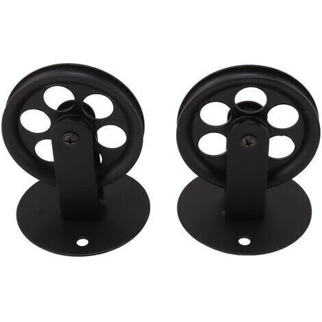 LaBlanc - Roues de Poulie Industrielles Noires, 2 Pièces, pour Luminaire Suspendu de Grange à Brancher, Support Mural Vintage au Plafond, Poulies de Remorquage de Levage, Noires (1/5)