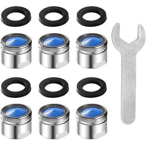 LaBlanc - 6 Pièces Mousseur Robinet M18, avec 6 Joint D'étanchéité et 1 Clé à Fourche, Filtre à Robinet d'eau Accessoires avec Filtre en ABS, pour Cuisine Salle de Bain