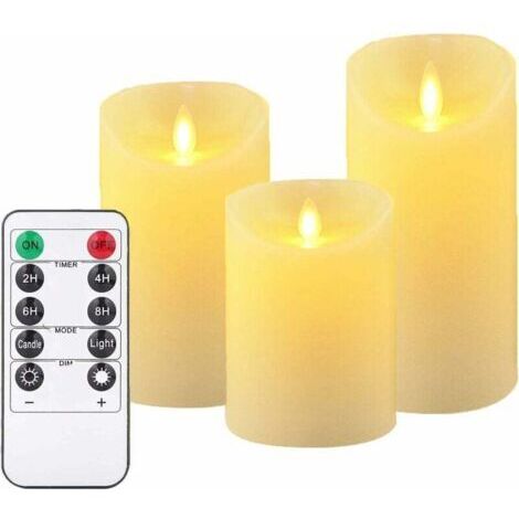 Led électronique simulation bougie lumière dix touches télécommande ensemble trois avec télécommande 7.5x10/12.5/15 cm (1/2)