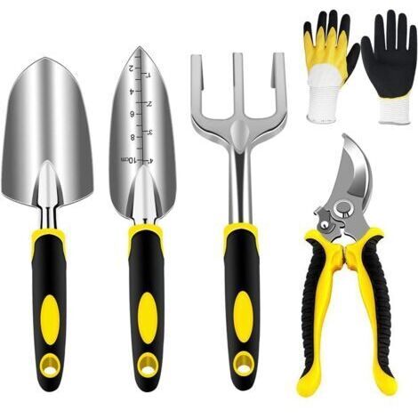 Ensemble d'outils de jardin avec têtes en aluminium robustes et poignées ergonomiques (1/2)