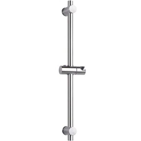 CHOYCLIT Barre de douche en acier inoxydable 304, avec fixation réglable en hauteur et en angle, acier inoxydable brossé et finition chromée polie, chrome acier inoxydable, Chrome poli, 66cm