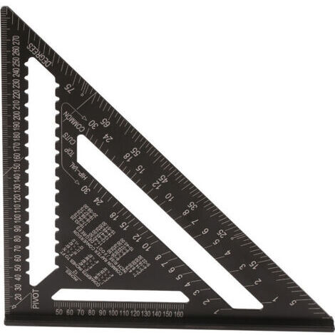 Règle de triangle de pouce métrique de 12 pouces règle d'angle droit de 90 degrés règle de mesure de travail du bois d'alliage d'aluminium (1/2)