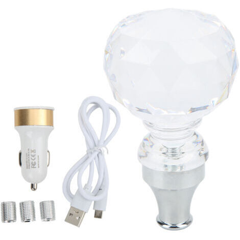 FOREHILL Pommeau de levier de vitesse universel en acrylique à LED en forme de boule de cristal colorée, prise en main confortable, tête de levier de vitesse pour transmission manuelle (1/2)