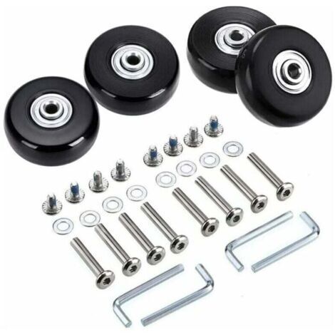 Choyclit – Lot de 4 roues pivotantes en caoutchouc 45mm – Charge maximale 50kg – Pour valises et chariots – Installation facile avec vis et axes